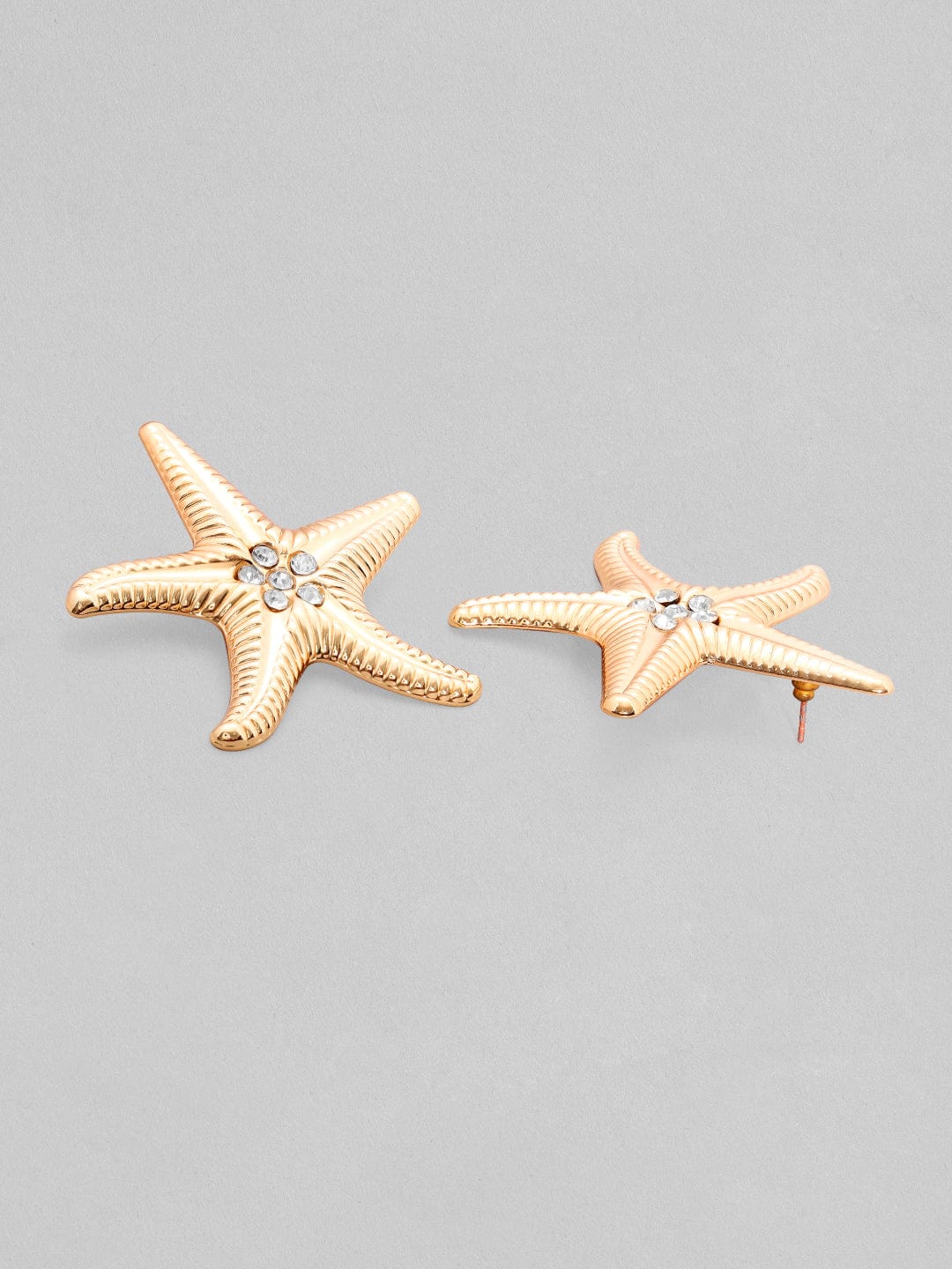 Rubans Voguish 18k Gold-Plated Zircon Studded Star Shaped Studs Earrings Earrings