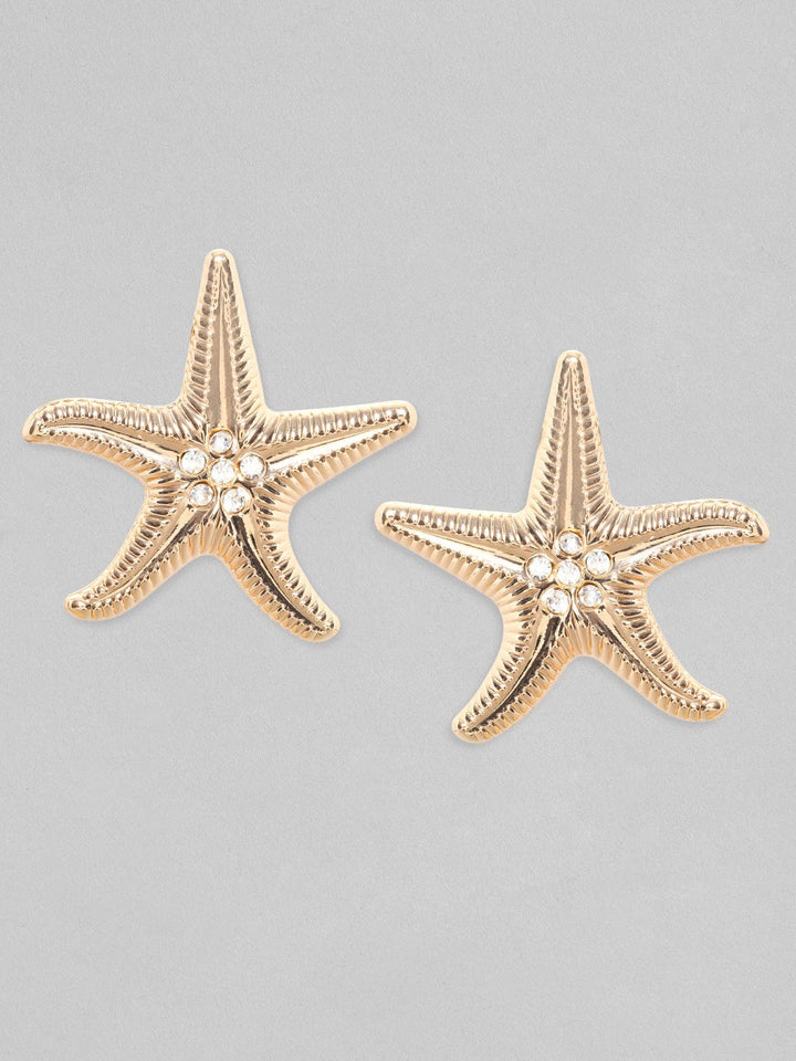 Rubans Voguish 18k Gold-Plated Zircon Studded Star Shaped Studs Earrings Earrings