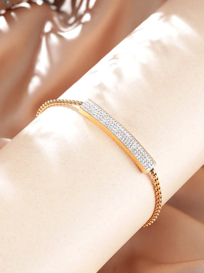 Rubans Voguish 18K Gold plated zirconia studded cuban link bracelet  Bangles &amp; Bracelets