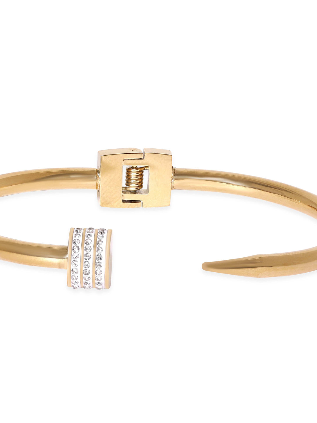 Rubans Voguish 18K Gold plated Zirconia studded open statement bracelet Bangles & Bracelets