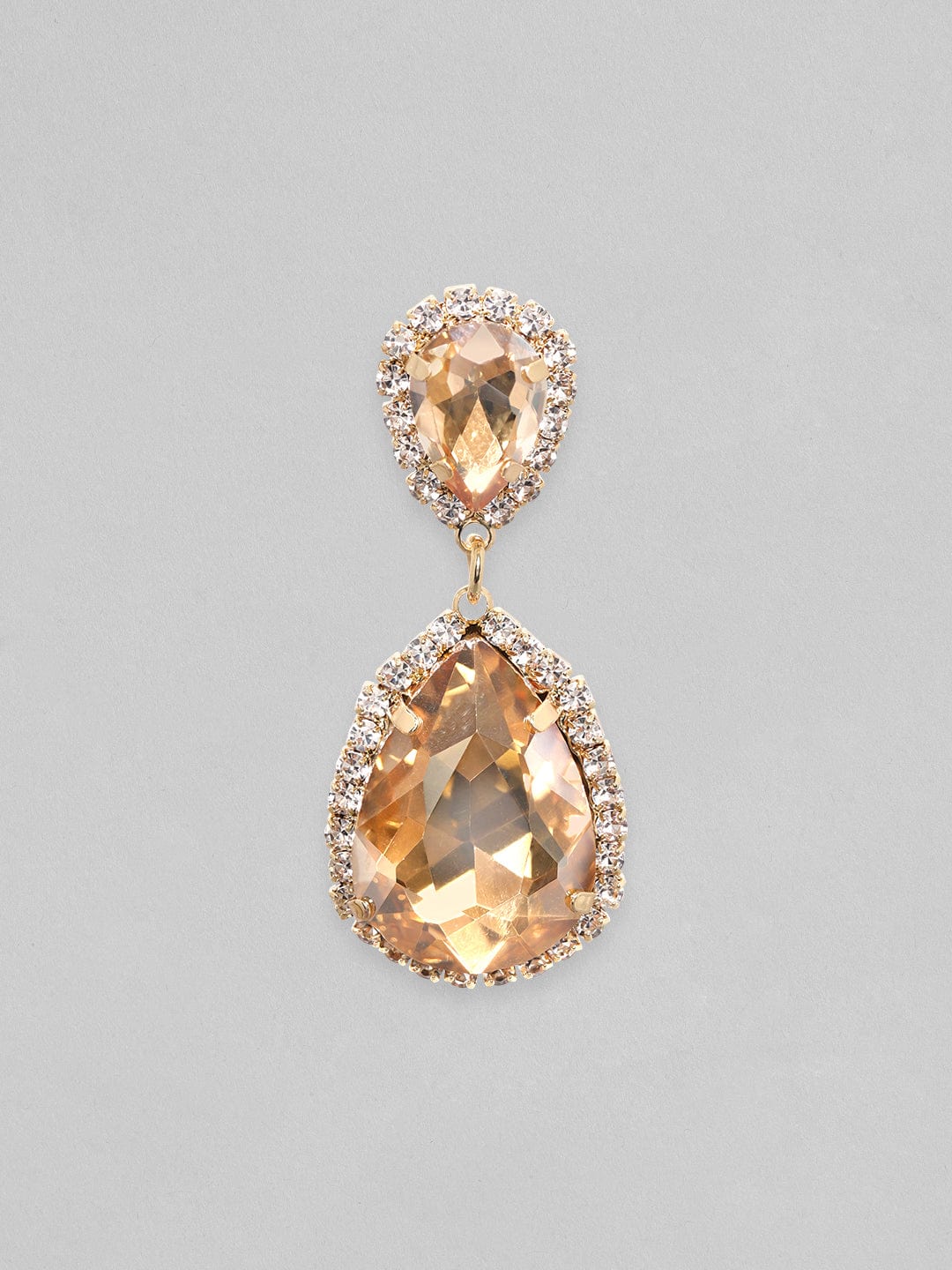 Rubans Voguish  18k gold toned Gold zircons studded Pear shaped drop earring Earrings