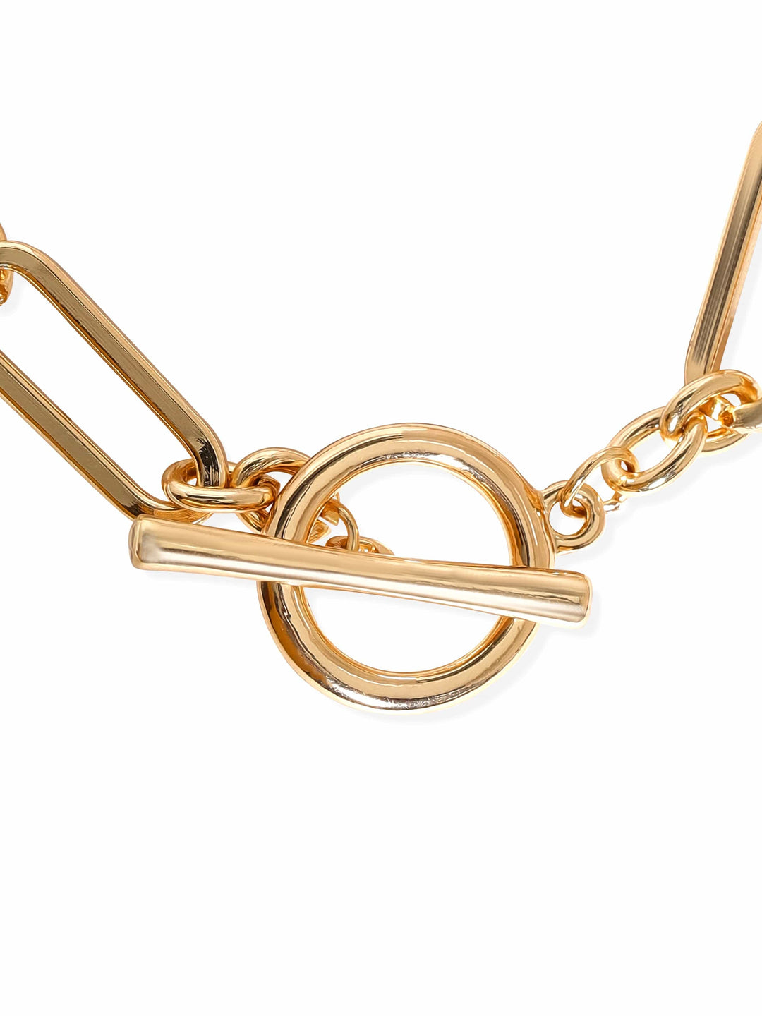 Rubans Voguish 22K Gold plated paperclip link chain copper bracelet Bangles & Bracelets