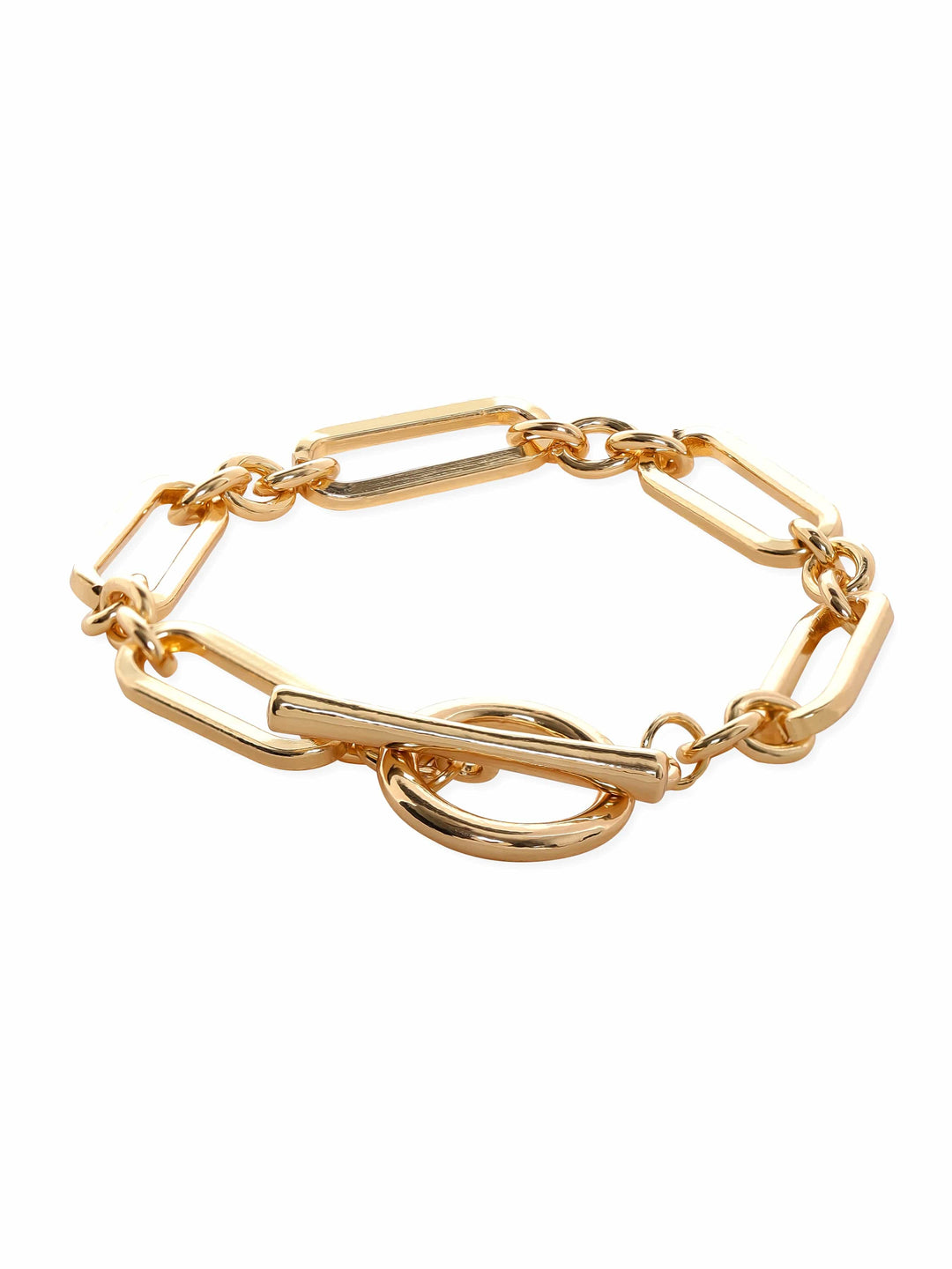 Rubans Voguish 22K Gold plated paperclip link chain copper bracelet Bangles & Bracelets