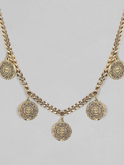 Rubans Voguish Antique Polish Coin Necklace. Chain &amp; Necklaces