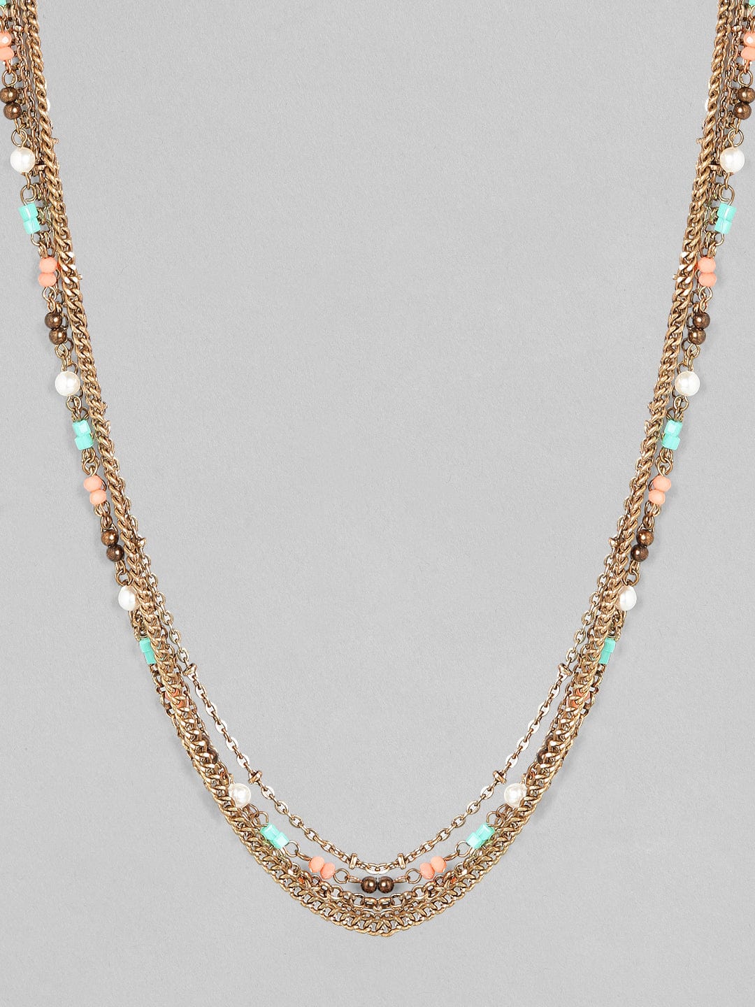 Rubans Voguish Antique Polish Multi coloured layered necklace. Chain & Necklaces