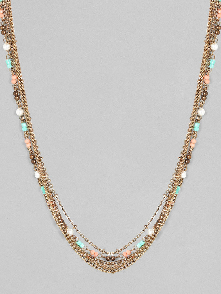 Rubans Voguish Antique Polish Multi coloured layered necklace. Chain & Necklaces