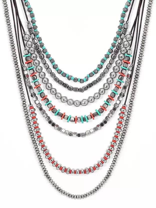 Rubans Voguish Boho multi colored beaded multi-layered necklace. Chain &amp; Necklaces