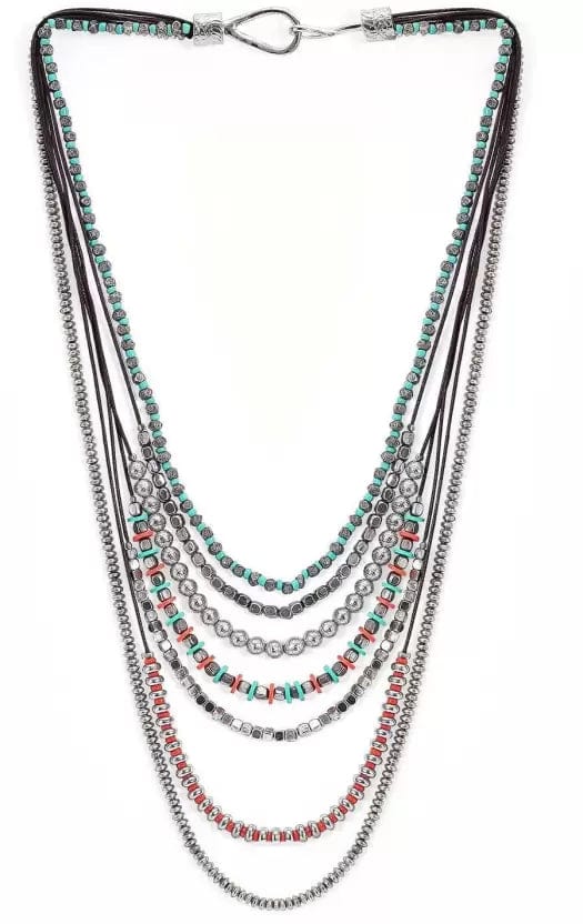 Rubans Voguish Boho multi colored beaded multi-layered necklace. Chain & Necklaces