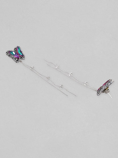 Rubans Voguish Crystal Butterfly Motif &amp; Pearl Beaded Earrings. Earrings