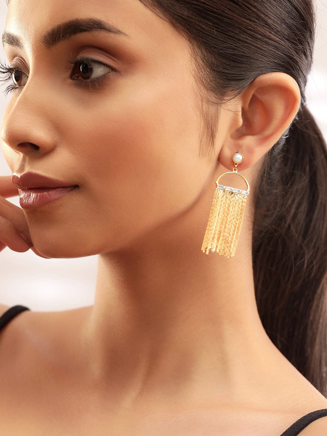 Rubans Voguish Elegant Cascade Gold Plated Multiple Chain Earrings Earrings