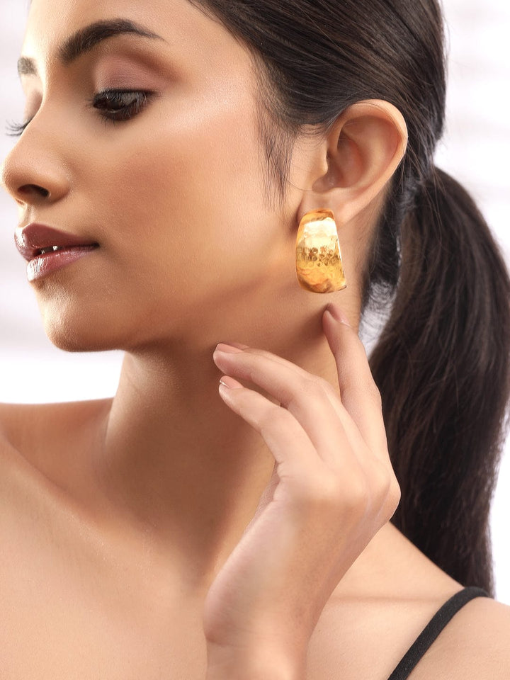 Rubans Voguish Elegant Gold Plated Textured Hoop Earrings Earrings