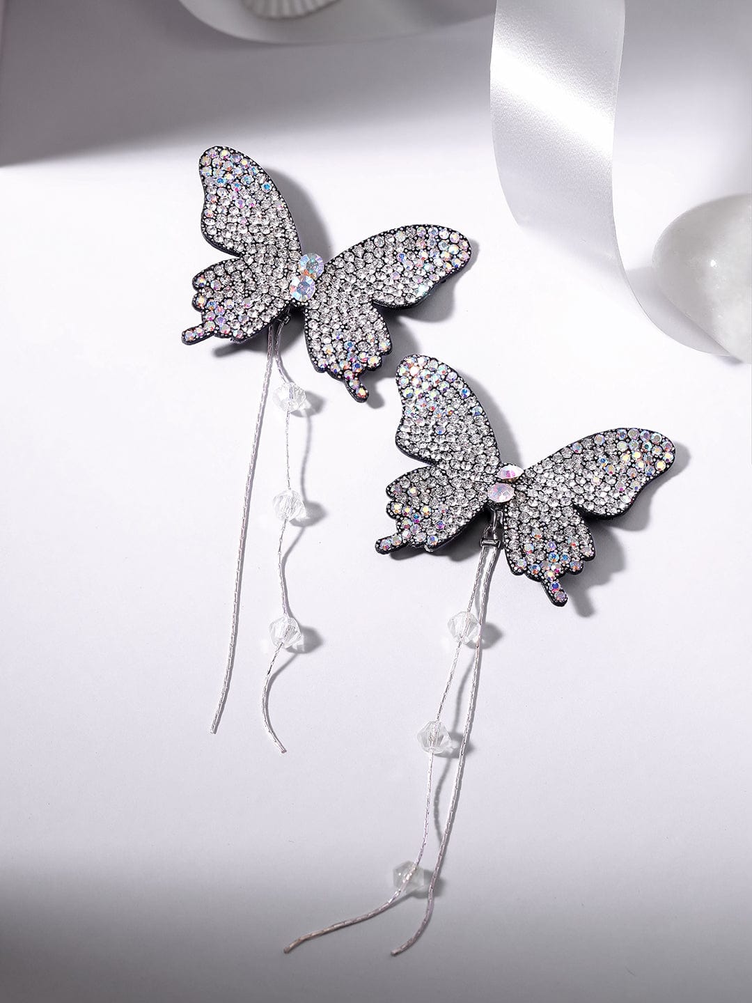 Rubans Voguish  Enchanting Butterfly Stud Earrings with Beaded Hangings Earrings