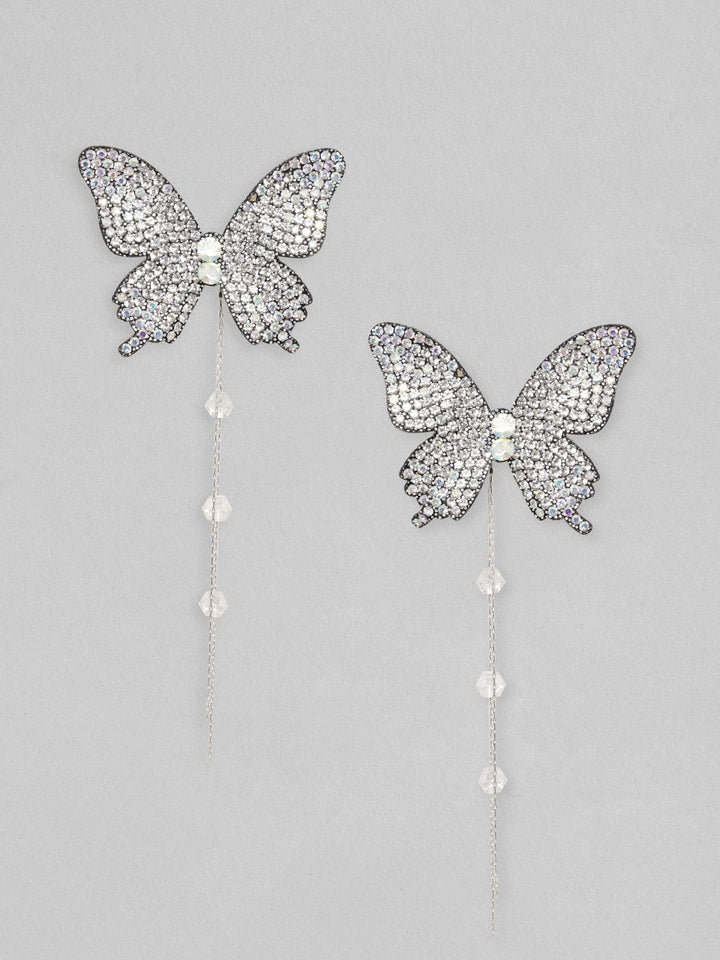 Rubans Voguish  Enchanting Butterfly Stud Earrings with Beaded Hangings Earrings