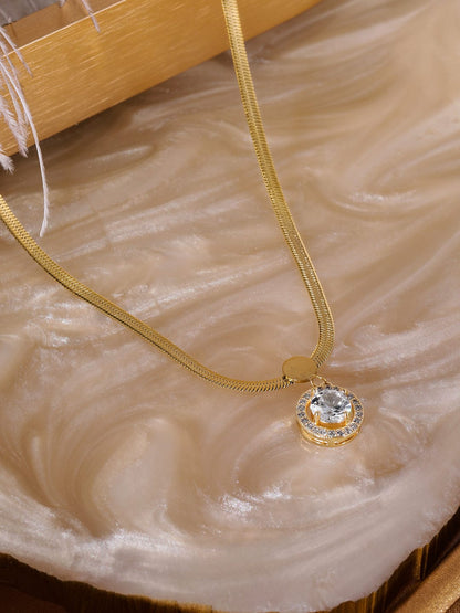 Rubans Voguish Gilded Elegance Stainless Gold Tone Pendant Necklace Necklaces, Necklace Sets, Chains &amp; Mangalsutra