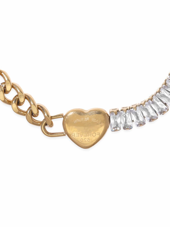 Rubans Voguish Gilded Love: Gold-Tone Heart-Shaped Stainless Steel Bracelet Bangles & Bracelets