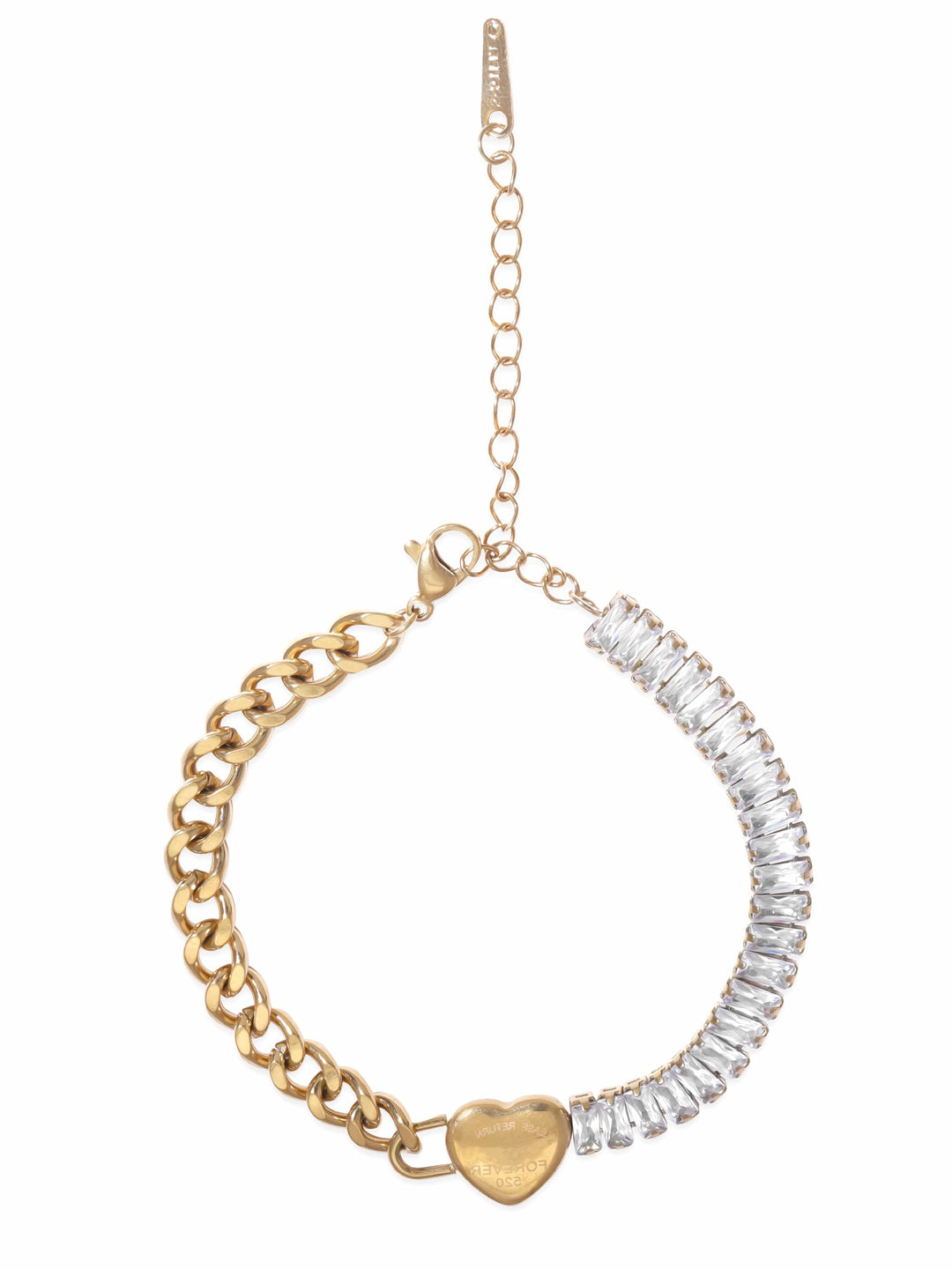 Rubans Voguish Gilded Love: Gold-Tone Heart-Shaped Stainless Steel Bracelet Bangles & Bracelets