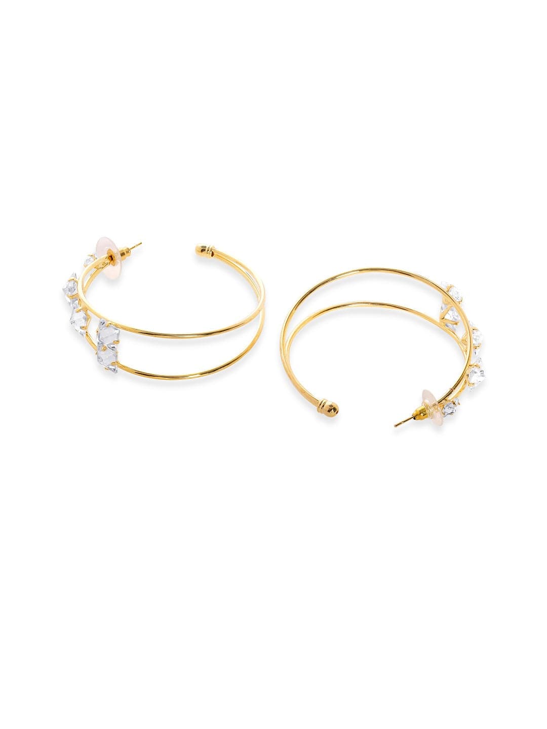 Rubans Voguish Gold Oval Zirconia Studded Hoop Earring Earrings
