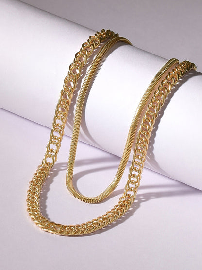 Rubans Voguish Gold-Plated Cuban Chain Double Layered Chain Chain &amp; Necklaces