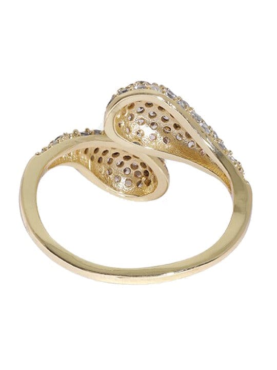 Rubans Voguish Gold-Plated CZ Studded Adjustable Finger Ring Rings