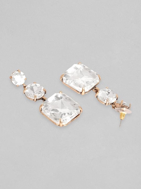 Rubans Voguish Gold-Plated Geometric Zircon Drop Earrings Earrings