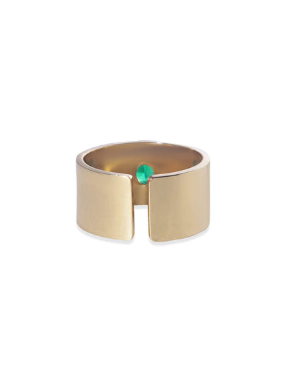 Rubans Voguish Gold plated Green Zirconia Studded Adjustable Ring Rings