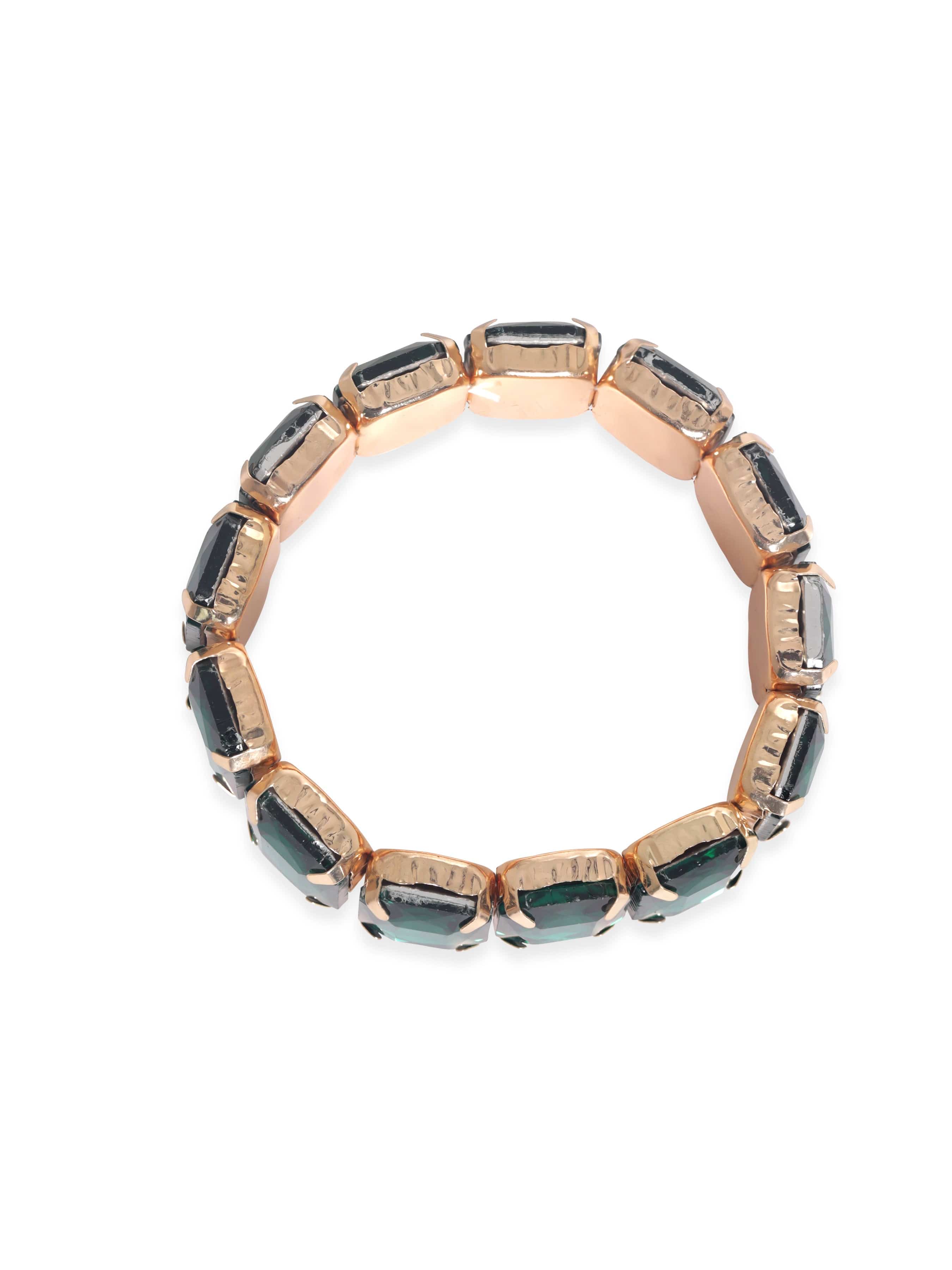 Rubans Voguish Gold plated Green Zirconia Studded Statement Bracelet Bangles &amp; Bracelets
