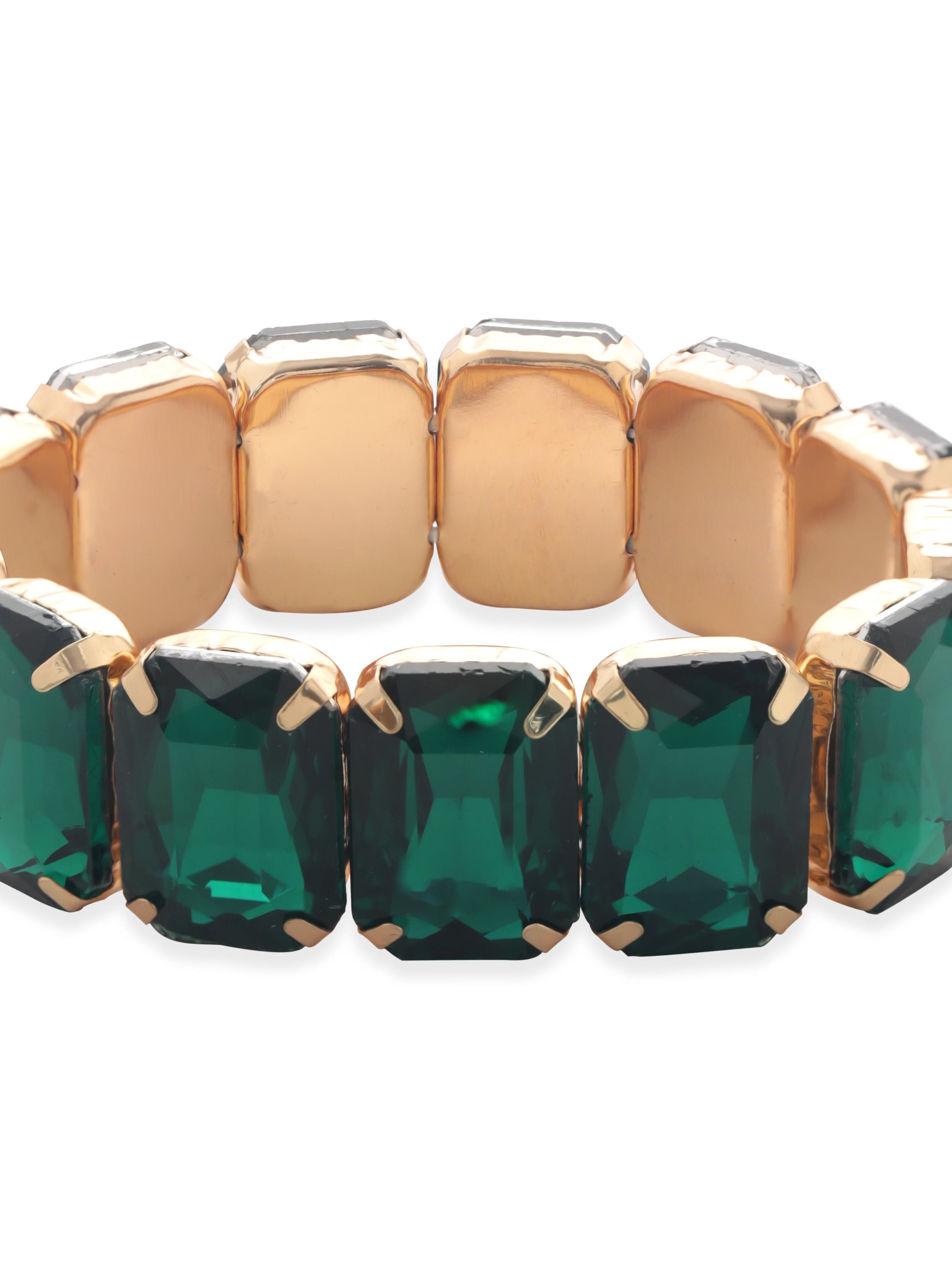 Rubans Voguish Gold plated Green Zirconia Studded Statement Bracelet Bangles &amp; Bracelets