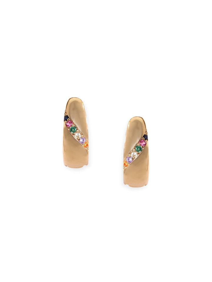 Rubans Voguish Gold plated Multicolor Zirconia Huggie Hoop Earring Earrings