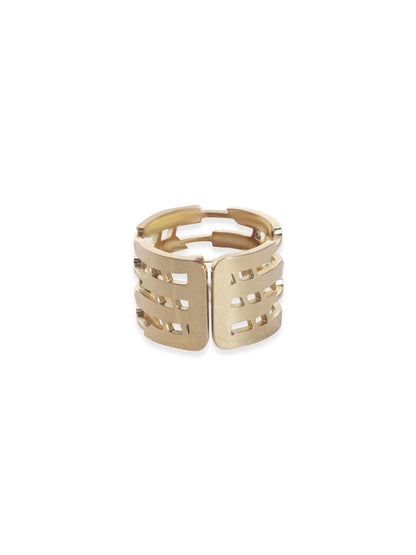 Rubans Voguish Gold plated Stainless Steel Contemporary Adjustable Ring Rings