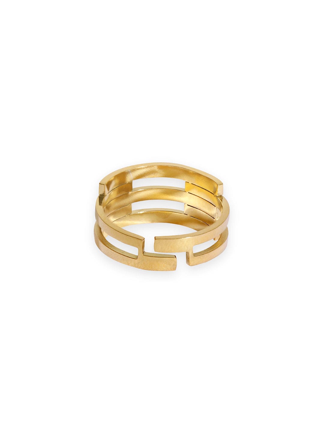 Rubans Voguish Gold plated Stainless Steel Geometric patterned Adjustable Ring Rings