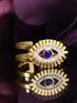 Rubans Voguish Gold Plated Stainless Steel Zirconia Evil eye Adjustable Ring Rings
