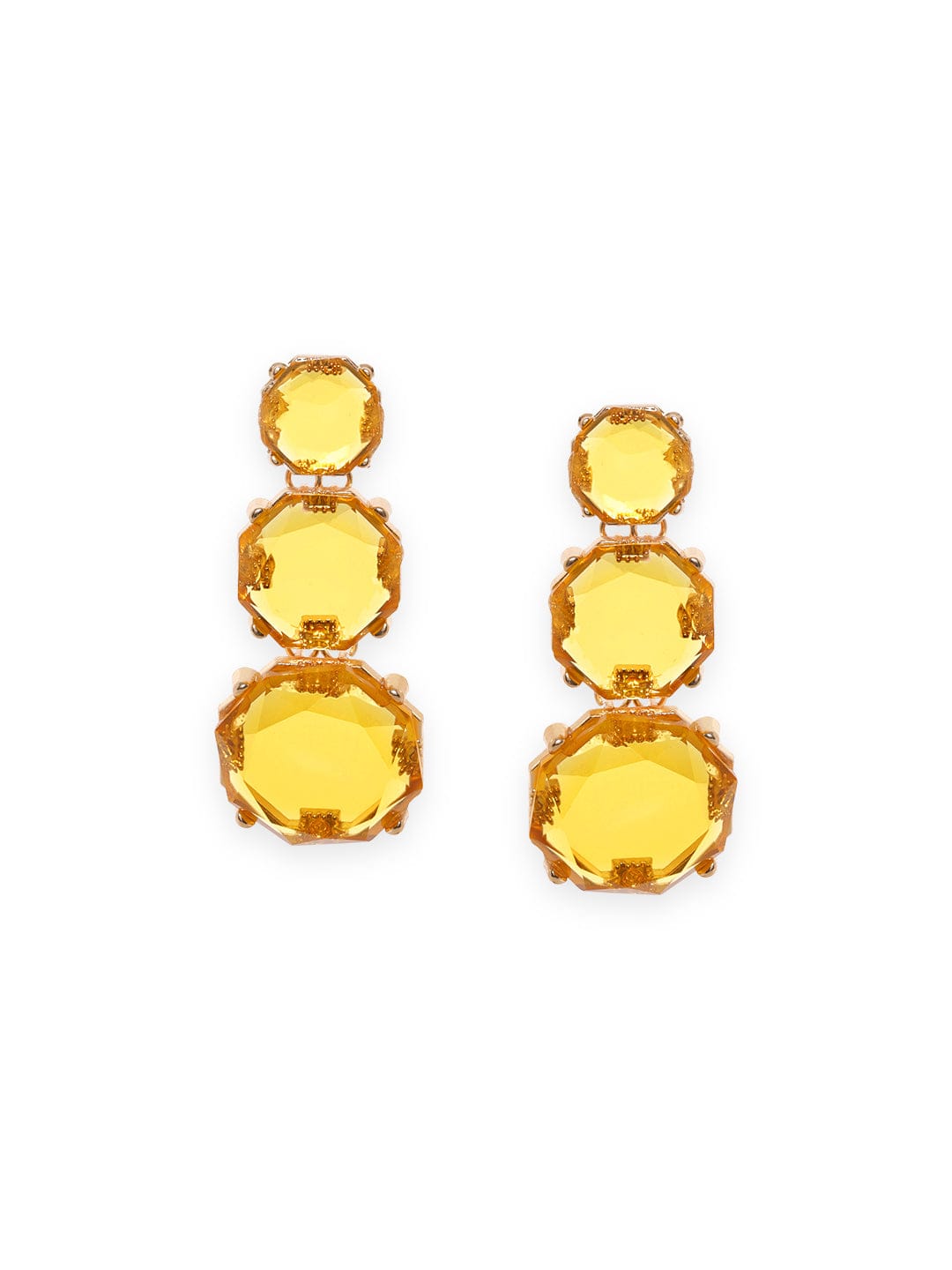Rubans Voguish Gold Plated Stone Studded Drop Earrings Earrings