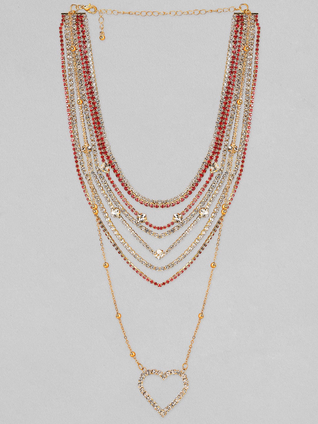 Rubans Voguish Gold Plated Zircon Studded Layered Necklace Chain &amp; Necklaces