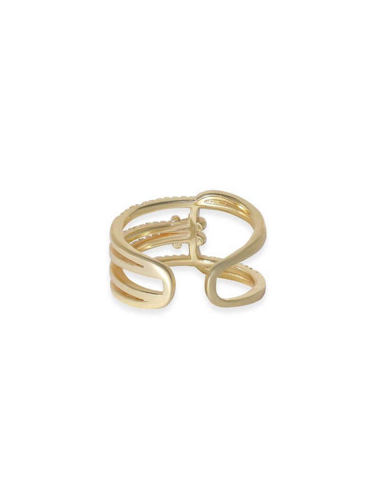 Rubans Voguish Gold plated Zirconia contemporary Adjustable ring Rings