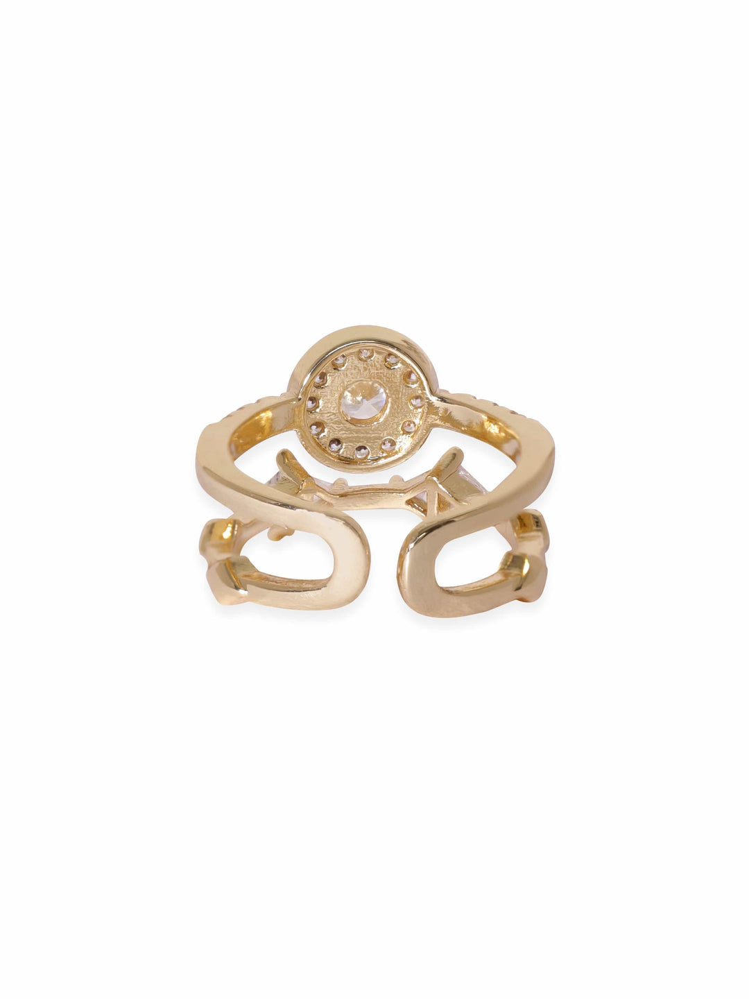 Rubans Voguish Gold plated Zirconia studded classy adjustable ring Rings