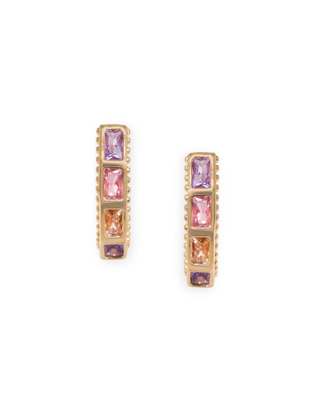 Rubans Voguish Gold Plated Zirconia Studded Hoop Earrings Earrings