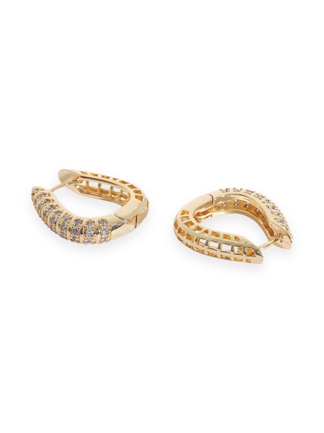 Rubans Voguish Gold-Toned Geometric Hoop Earrings Earrings