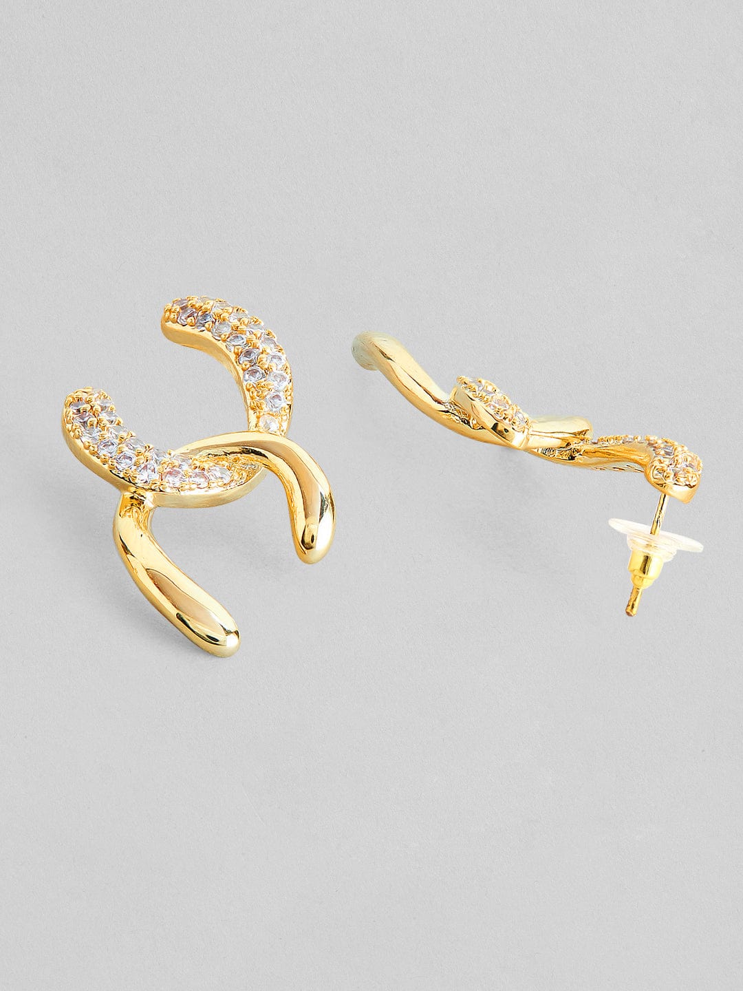Rubans Voguish Gold-Toned Stone Studded Contemporary Studs Earrings Earrings