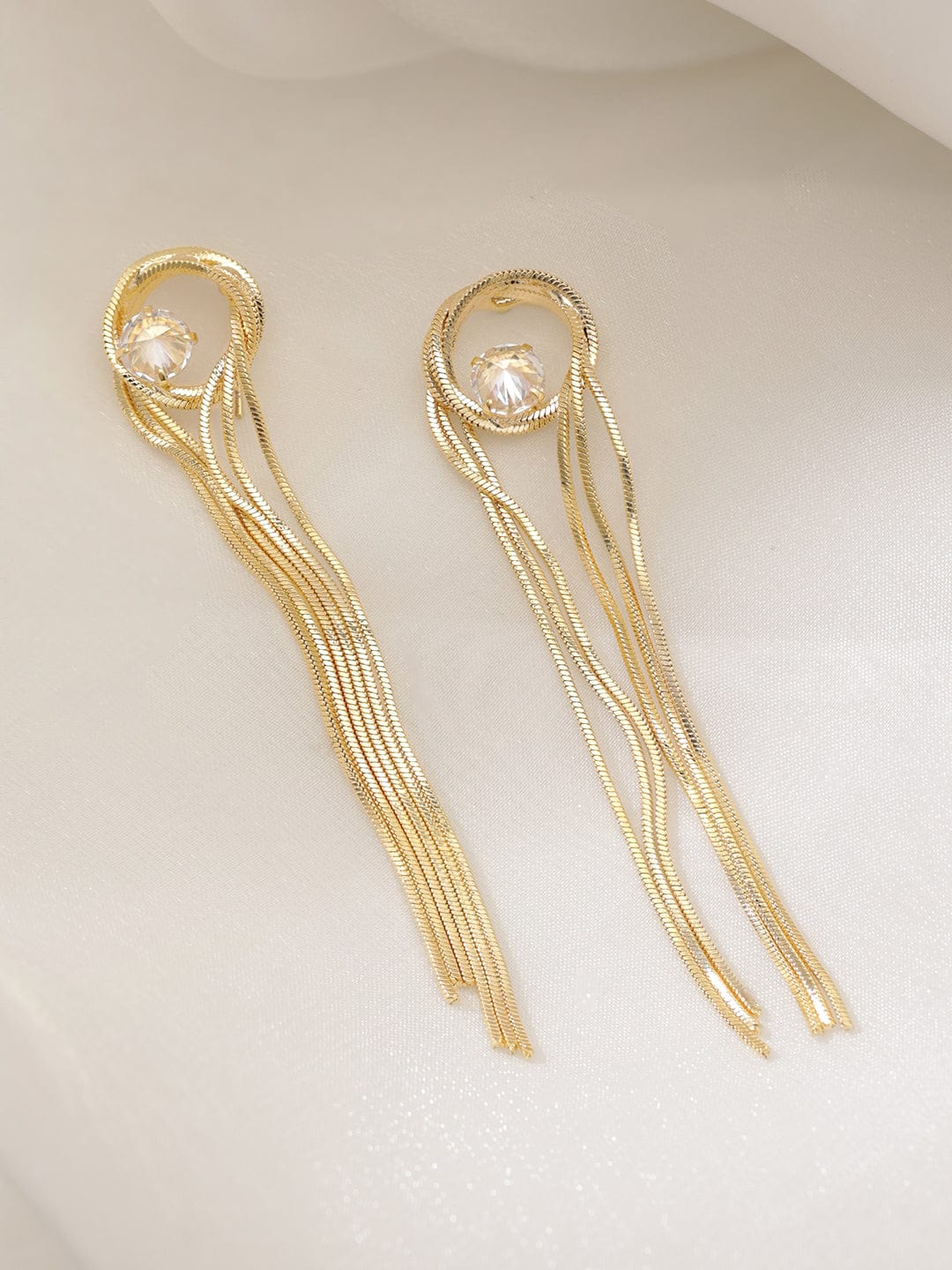 Rubans Voguish Gold Toned Tassel Dangle Earring Earrings