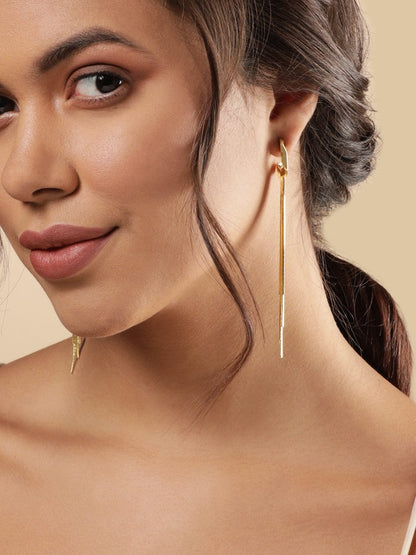 Rubans Voguish Gold Toned Tassels With Hoop Earring Earrings