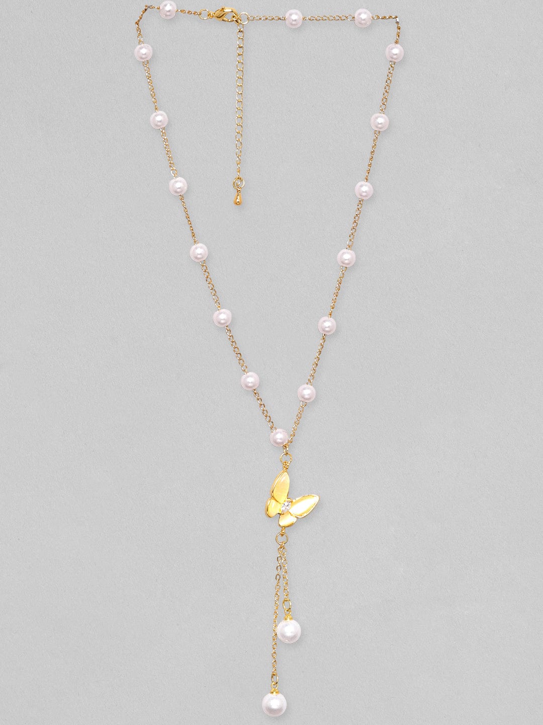 Rubans Voguish Gold-Toned &amp; White Brass Gold-Plated Necklace Chain &amp; Necklaces