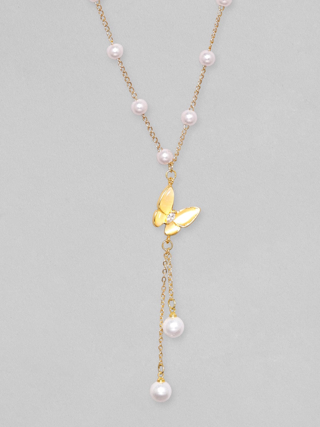 Rubans Voguish Gold-Toned &amp; White Brass Gold-Plated Necklace Chain &amp; Necklaces