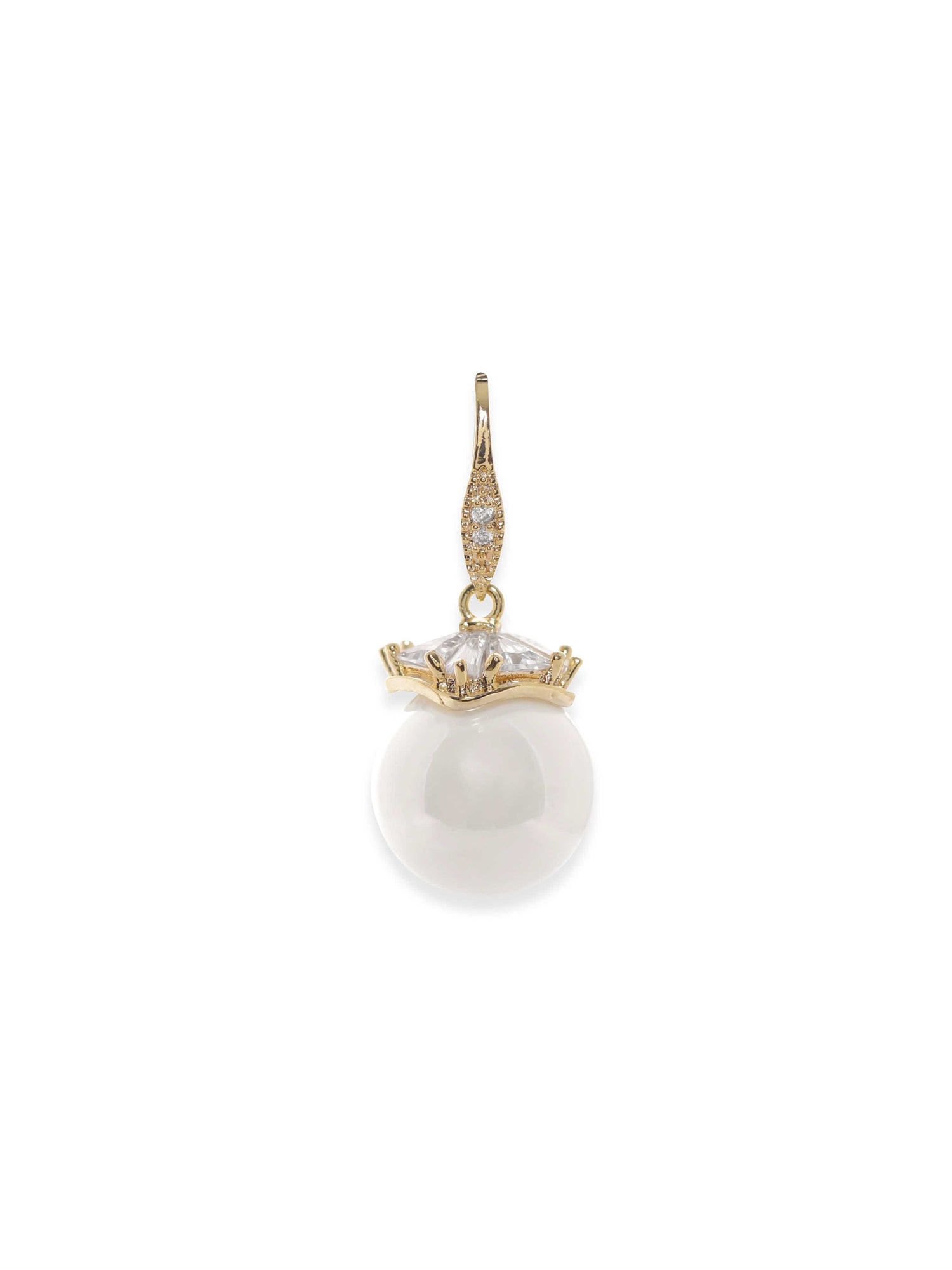 Rubans Voguish Gold Toned Zirconia Studded Pearl Dangle Earring Earrings