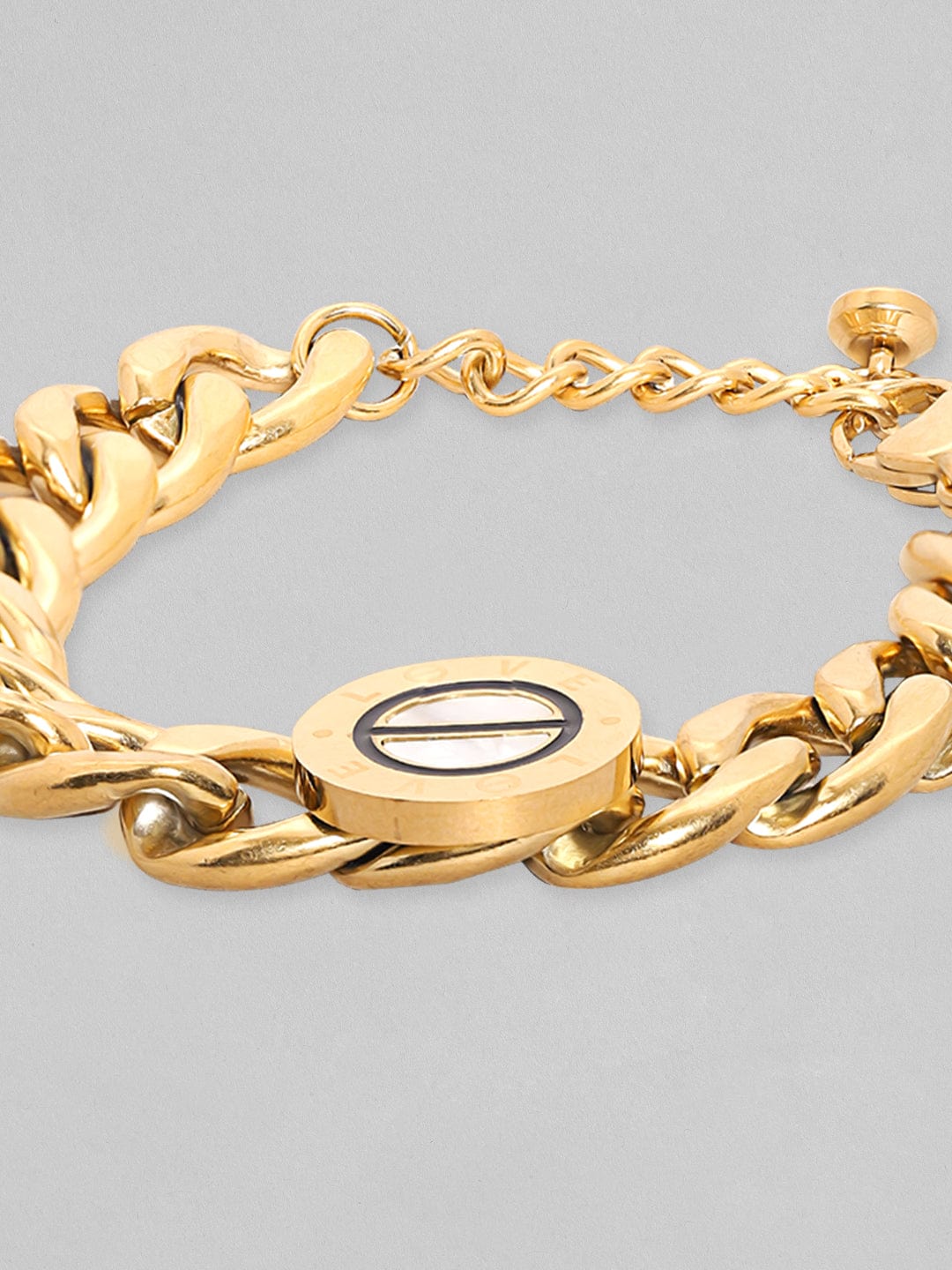 Rubans Voguish Gold Tonedstainless Steel Cuban Link Bracelet Bangles &amp; Bracelets