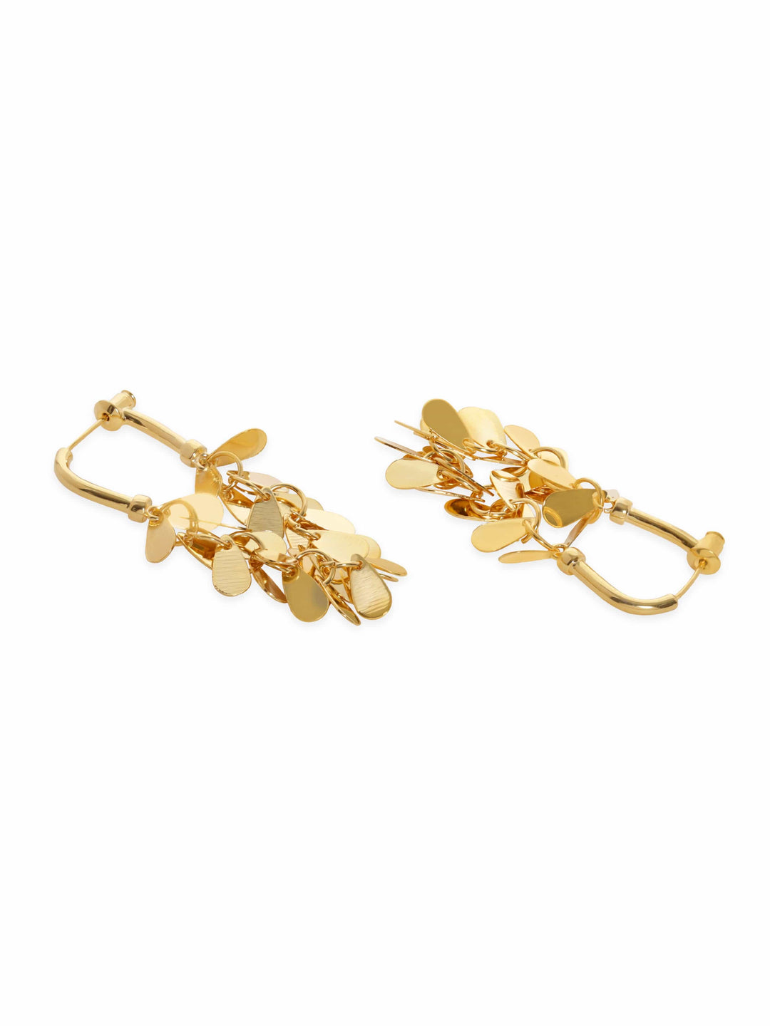 Rubans Voguish Golden Cascade: Glamorous Gold Tone Drop Stainless Steel Earrings Earrings