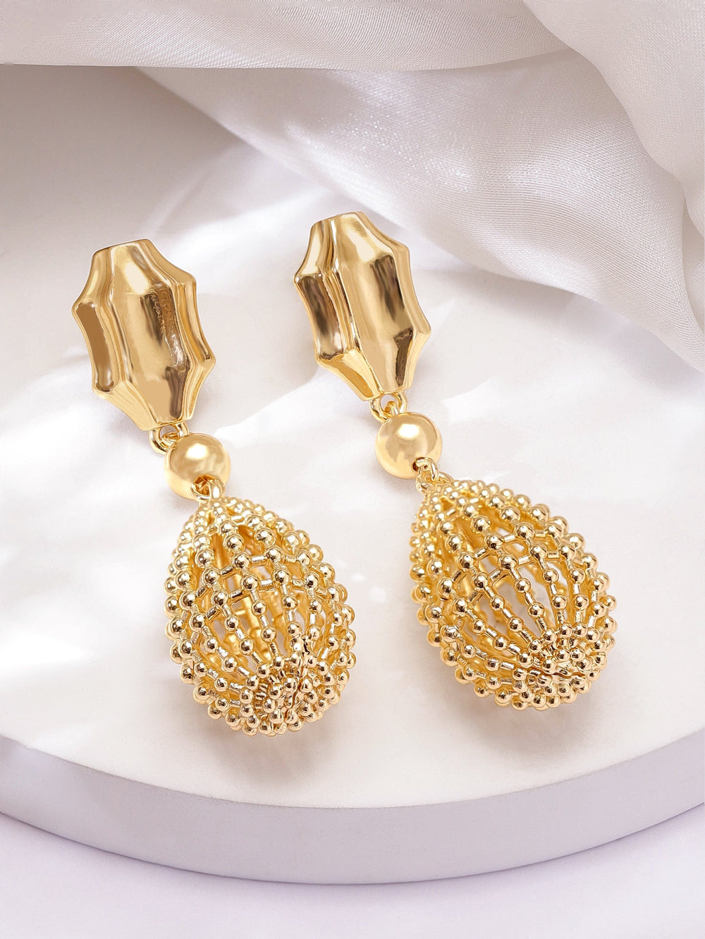 Rubans Voguish Golden Cascade Gold Plated Drop Earrings Earrings