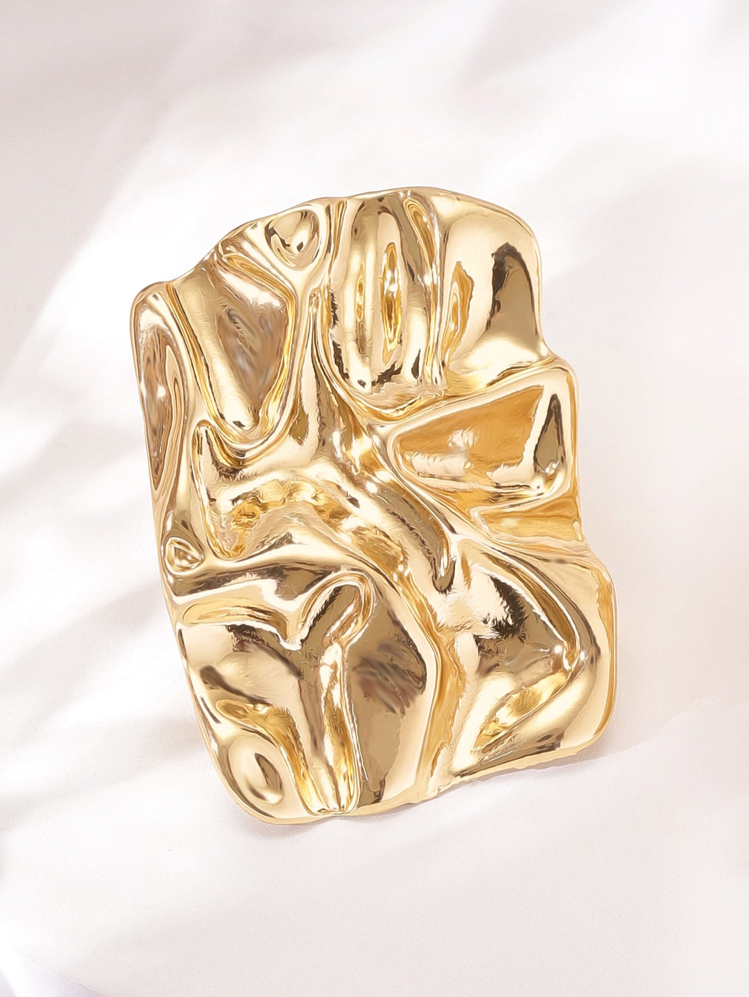 Rubans Voguish Golden Elegance Hammered Square Shaped Textured Stud Earrings Earrings
