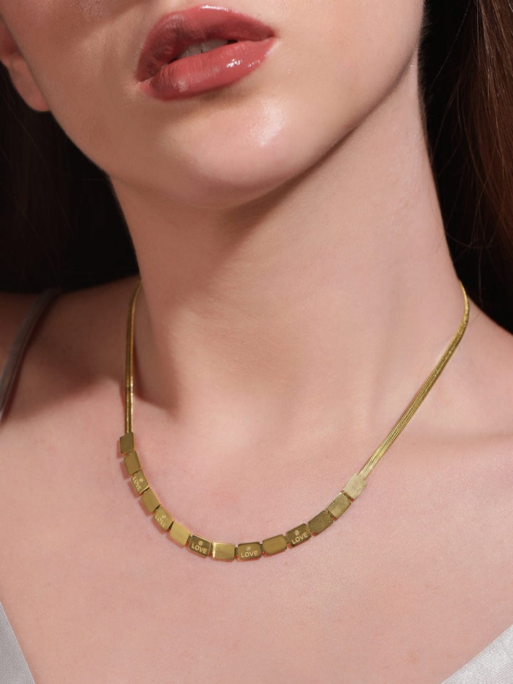 Rubans Voguish Golden Luster Stainless Gold Tone Necklace Necklace