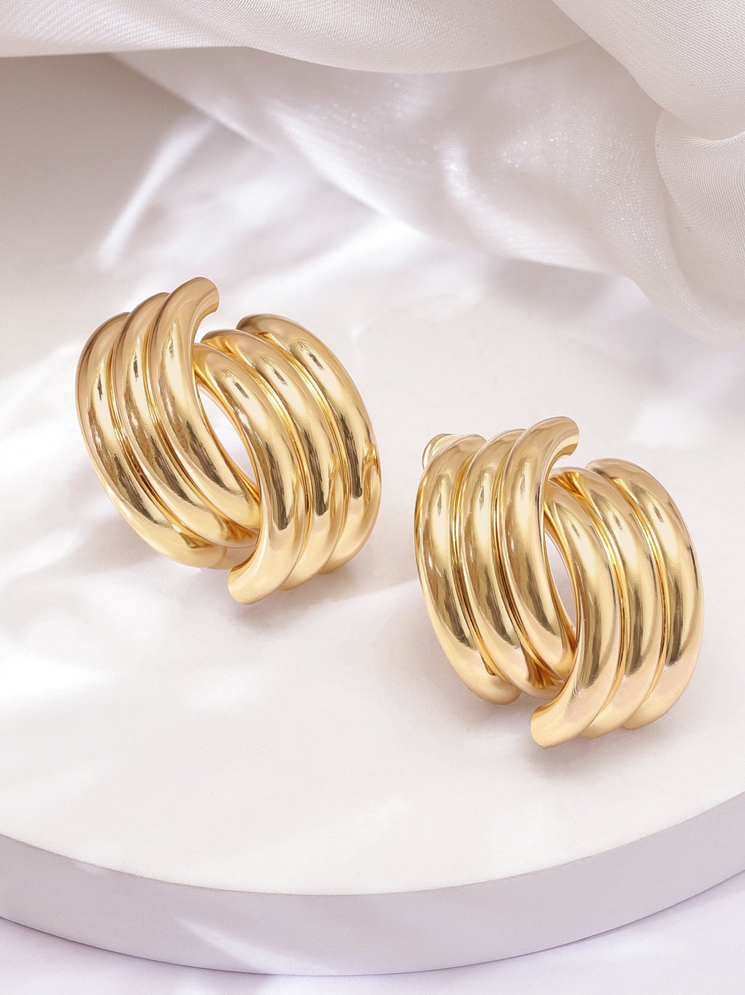 Rubans Voguish Modern Elegance Gold Plated Hoop Earrings Earrings