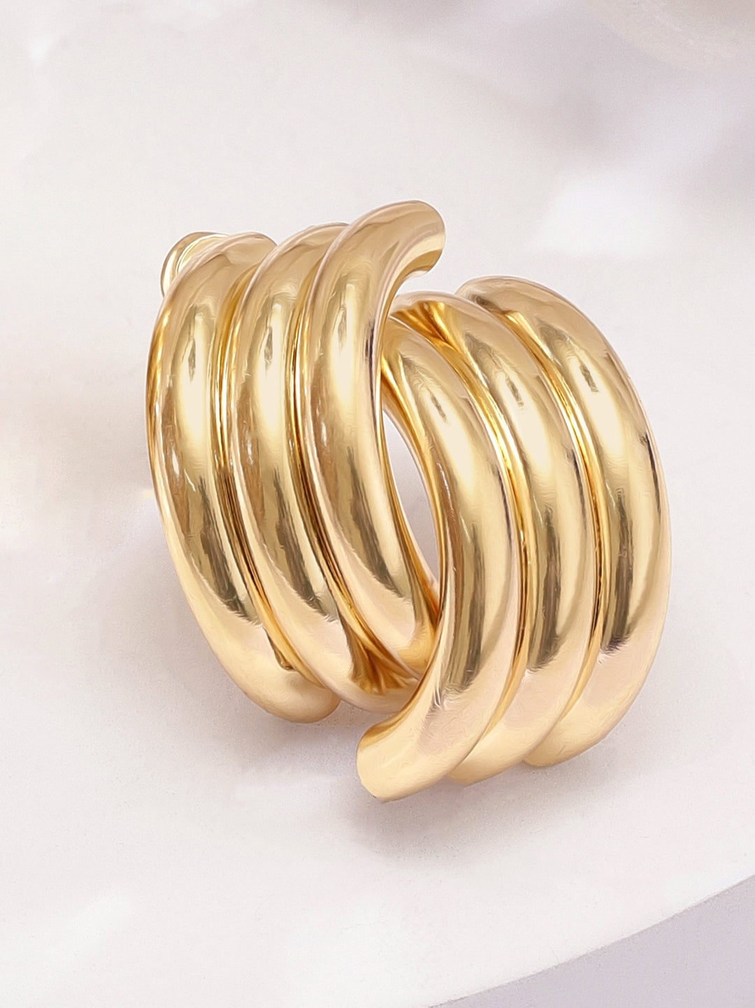 Rubans Voguish Modern Elegance Gold Plated Hoop Earrings Earrings